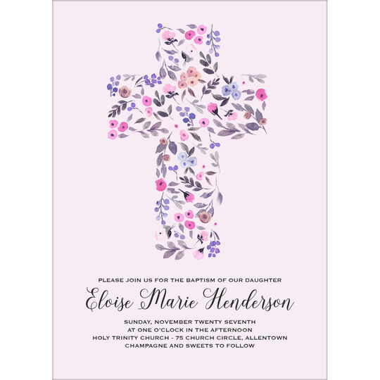 Purple Cross of Buds Invitations